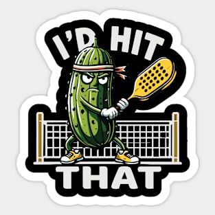 pickle ball funny i'd hit that paddel Sticker